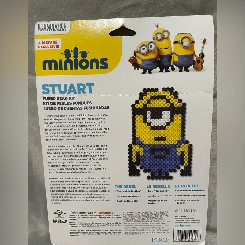 Perler Minions Stuart Fused Bead Kit - Yellow and Blue